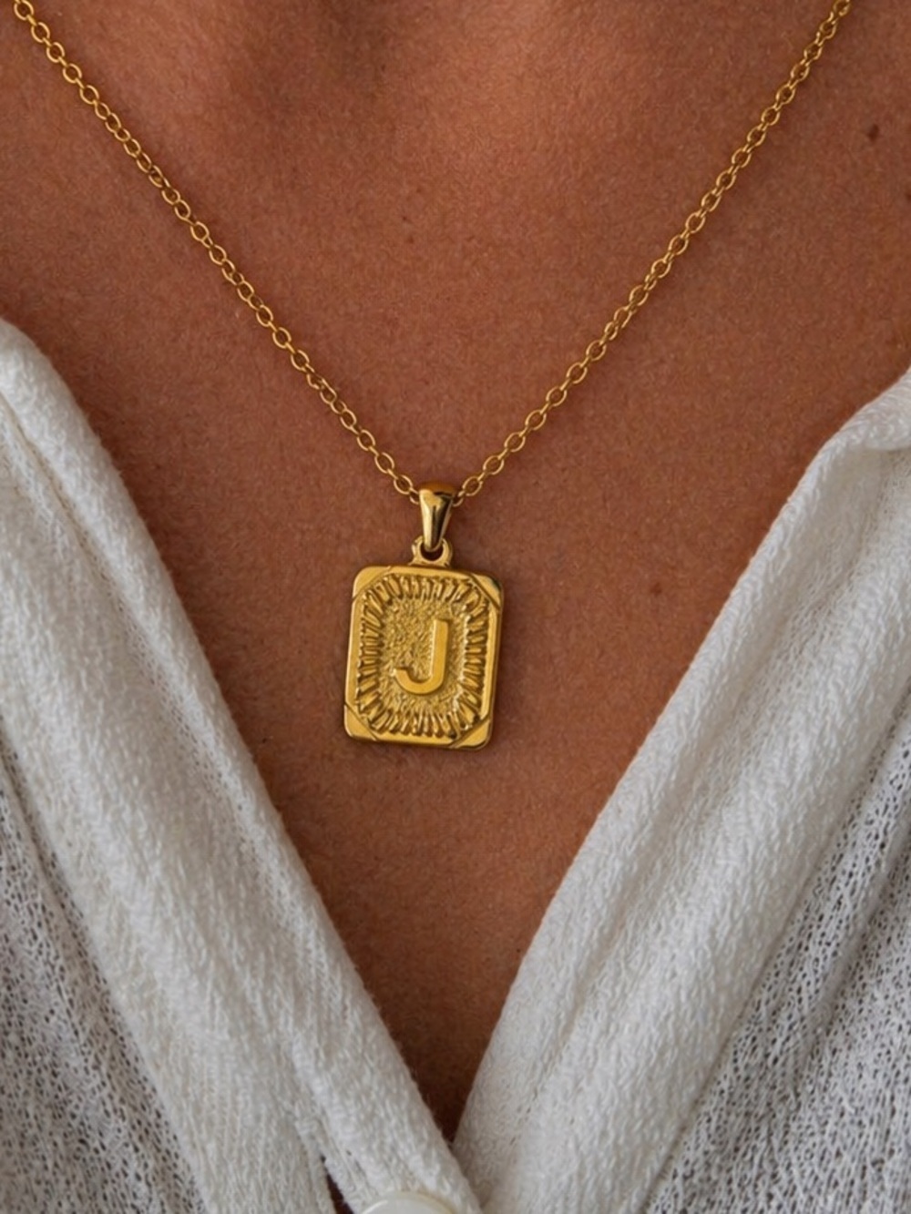 Gold Monogram Initial Necklace (J) (9024)